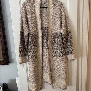 Cozy Beige and Brown Patterned Women's Sweater Joie L
